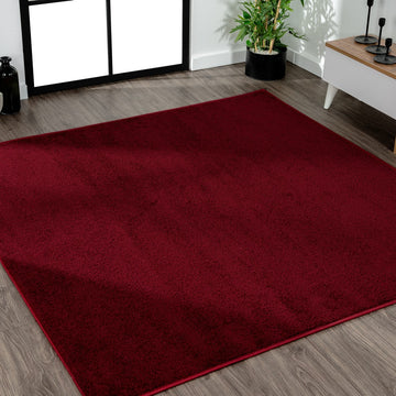 Haze Solid Low-pile Area Rug Dark Red
